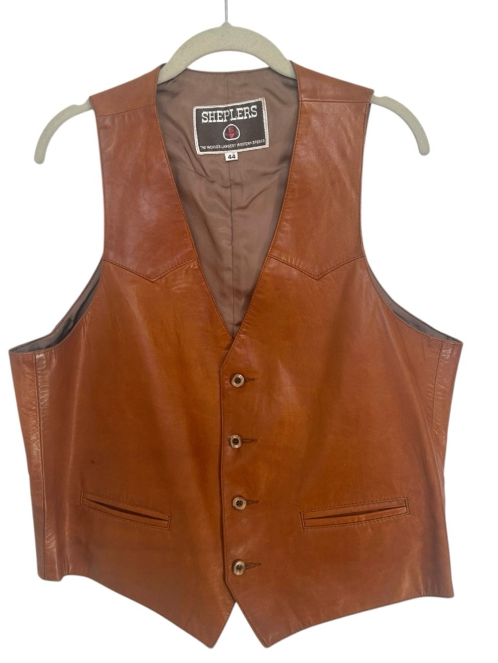 Sheplers Leather Vest Sz 44 Brown
